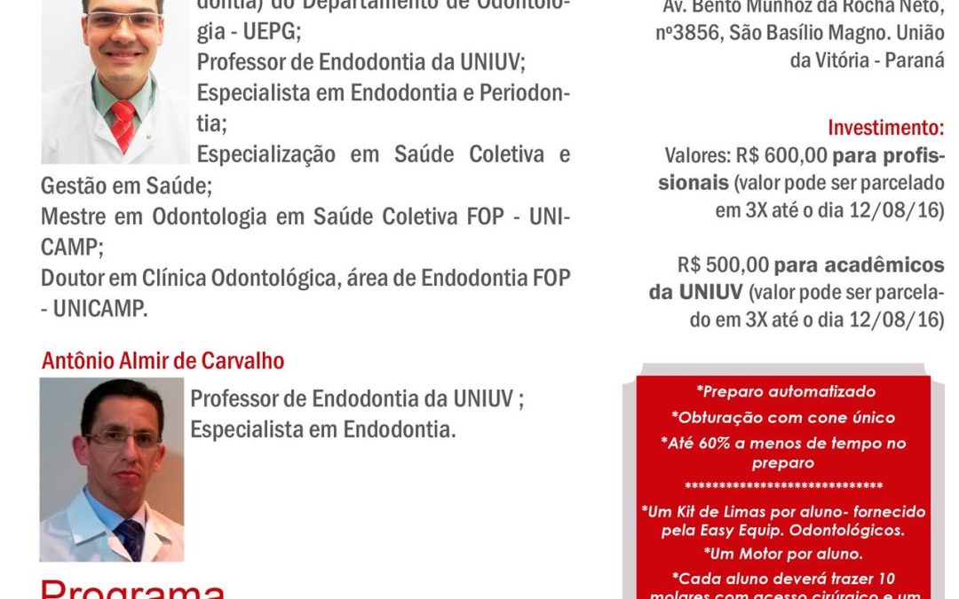 Curso Avançado de Instrumentação Rotatória e Obturação será realizado na UNIUV